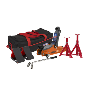 Low Entry Short Chassis Trolley Jack & Accessories Bag Combo 2 Tonne - Orange
