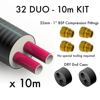 32 DUO Pre Insulated Heating Pipe - 10m KIT