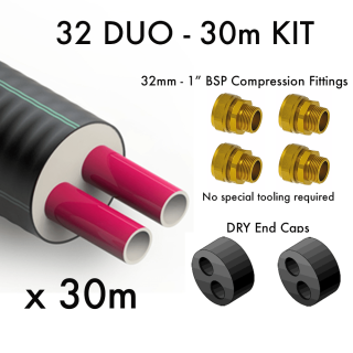 32 DUO Pre Insulated Heating Pipe - 30m KIT