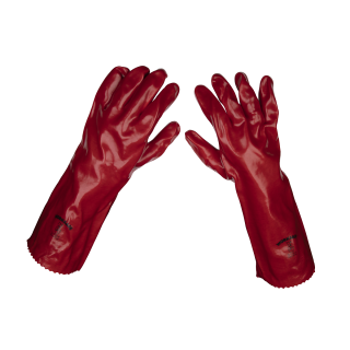 Red PVC Gauntlets 450mm - Pair