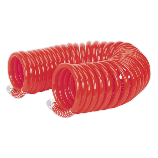 PU Coiled Air Hose 10m x Ø8mm with 1/4"BSP Unions