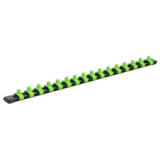 Socket Retaining Rail with 16 Clips 1/4"Sq Drive - Hi-Vis Green