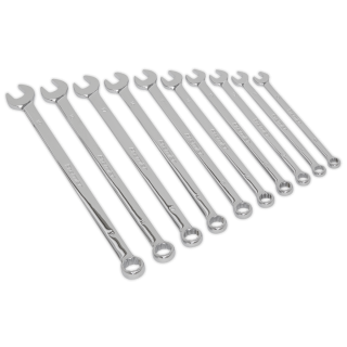Combination Spanner Set 10pc Extra-Long Metric