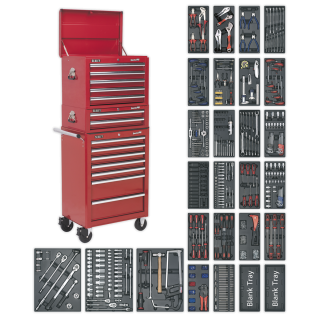 Tool Chest Combination 14 Drawer with Ball-Bearing Slides - Red & 1179pc Tool Kit