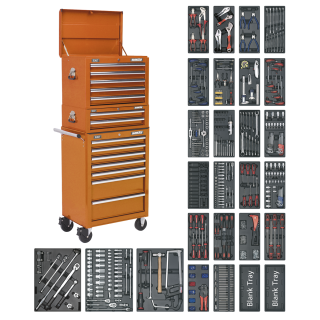 Tool Chest Combination 14 Drawer with Ball-Bearing Slides - Orange & 1179pc Tool Kit