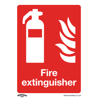 Information Safety Sign - Fire Extinguisher - Self-Adhesive Vinyl - Pack of 10