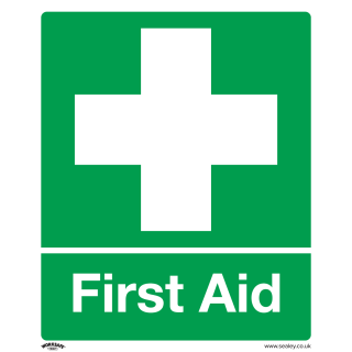 Safety Sign - First Aid - Rigid Plastic - Pack of 10