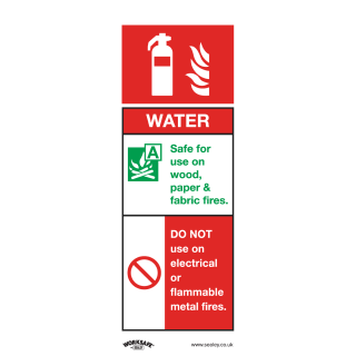 Safe Conditions Safety Sign - Water Fire Extinguisher - Rigid Plastic - Pack of 10