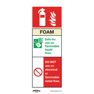 Safe Conditions Safety Sign - Foam Fire Extinguisher - Self-Adhesive Vinyl - Pack of 10