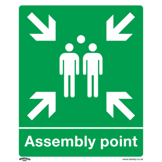Safe Conditions Safety Sign - Assembly Point - Rigid Plastic - Pack of 10