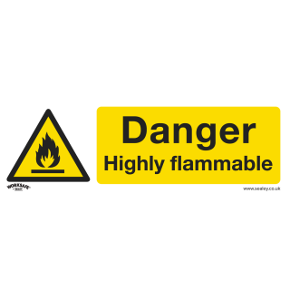 Warning Safety Sign - Danger Highly Flammable - Rigid Plastic - Pack of 10