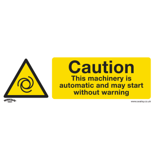 Warning Safety Sign - Caution Automatic Machinery - Rigid Plastic - Pack of 10