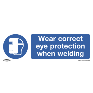 Mandatory Safety Sign - Wear Eye Protection When Welding - Rigid Plastic - Pack of 10
