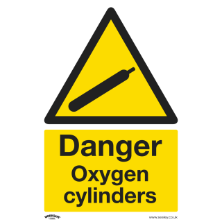 Warning Safety Sign - Danger Oxygen Cylinders - Rigid Plastic - Pack of 10