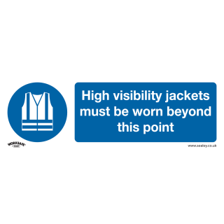 Mandatory Safety Sign - High Visibility Jackets Must Be Worn Beyond This Point - Rigid Plastic - Pack of 10