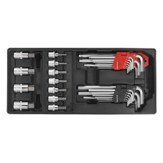 Tool Tray with Hex/Ball-End Hex Keys & Socket Bit Set 29pc
