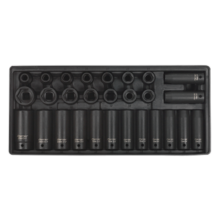 Tool Tray with Impact Socket Set 28pc 1/2"Sq Drive - Metric