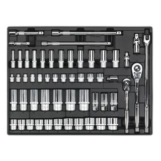 Tool Tray with Socket Set 55pc 3/8" & 1/2"Sq Drive