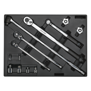 Tool Tray with Ratchet, Torque Wrench, Breaker Bar & Socket Adaptor Set 13pc