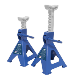 Ratchet Type Axle Stands (Pair) 2 Tonne Capacity per Stand - Blue