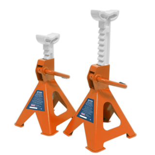 Ratchet Type Axle Stands (Pair) 2 Tonne Capacity per Stand - Orange