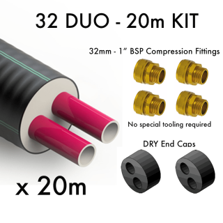 32 DUO Pre Insulated Heating Pipe - 20m KIT