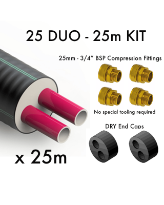 25 DUO Pre Insulated Heating Pipe - 25m KIT